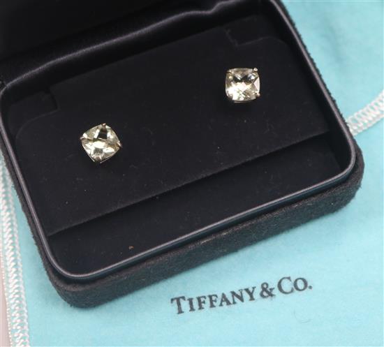 A pair of Tiffany & Co silver and citrine ear studs, with Tiffany box and pouch.